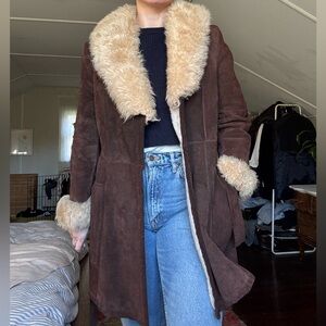 Vintage 70s Penny Lane Coat Suede Shearling